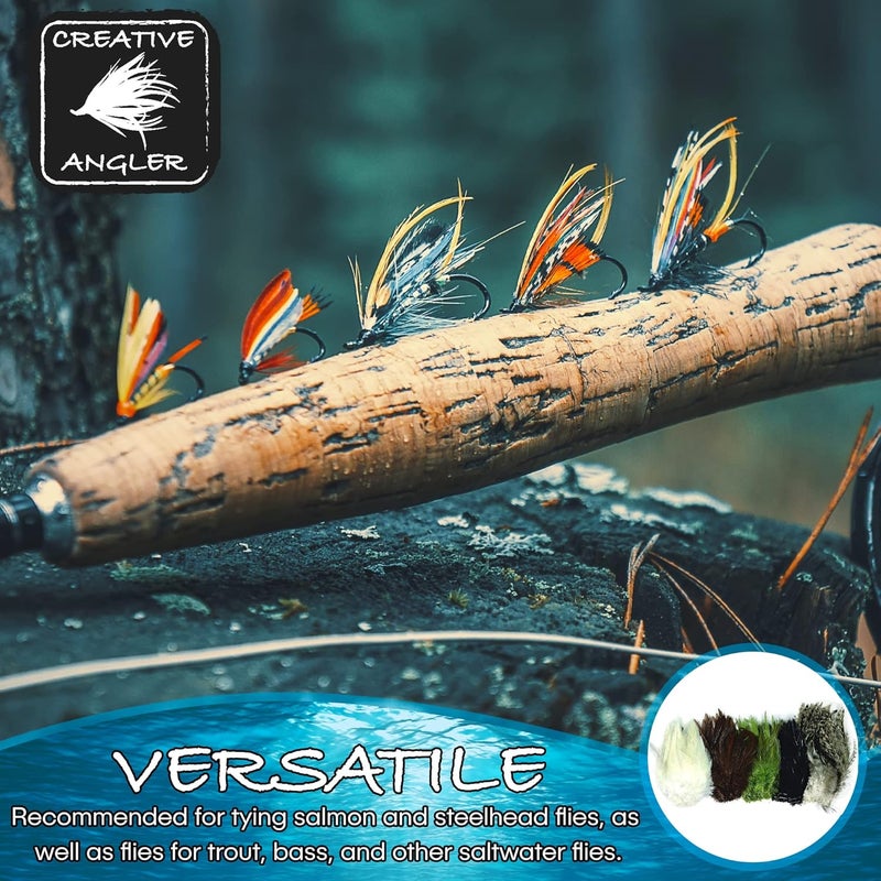 Creative Angler Saddle Hackle Fly Tying Materials - Natural Feathers for Wet Flies, Rooster Feathers, Hair Feathers for Crafts, Fly Tying Kit - Small Feathers Combo Pack of Steelhead Colored Feathers - Image 4